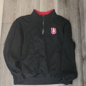 Stanford Black Half-Zip Sweater with Red Accent